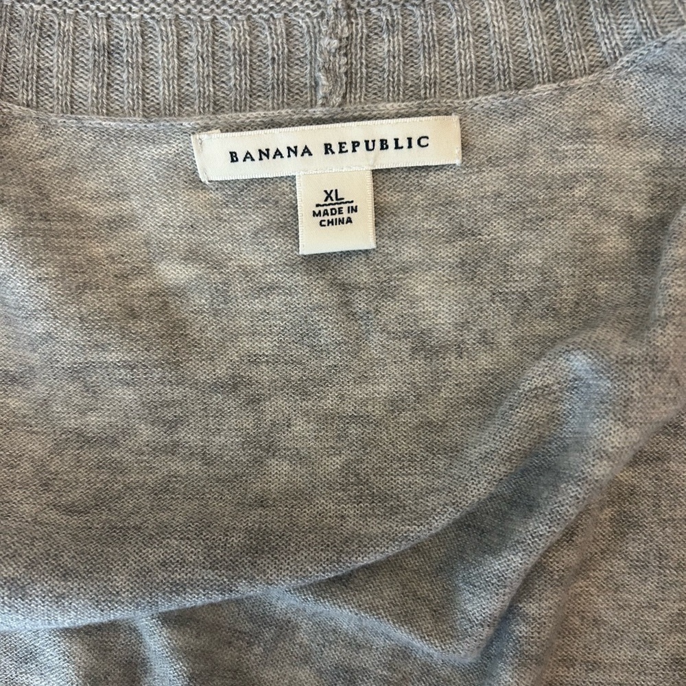 Banana Republic Gray Knit Open Cardigan Sweater Sz XL Eclectic Grandma Grandpa - Picture 9 of 15